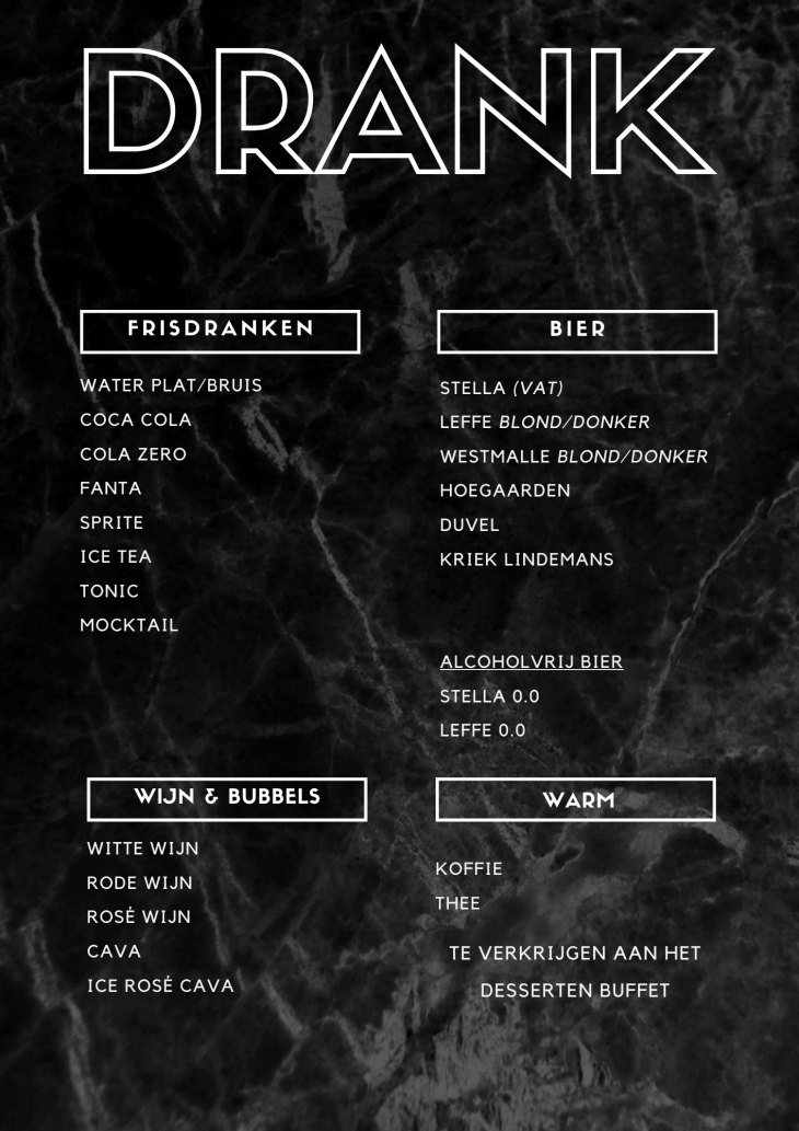 Drankenkaart Bedrijfsevent