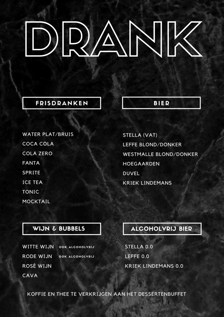 Drankenkaart Bedrijfsevent